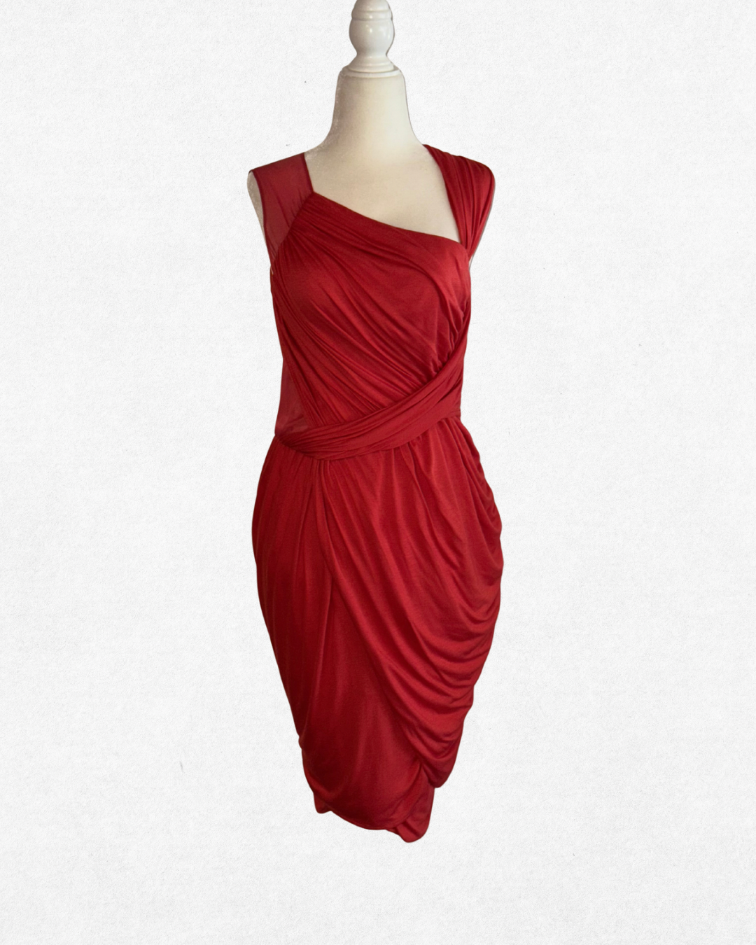 fendi dress one shoulder Vintage Fendi by Karl Lagerfeld Coral Draped Dress – Size 42 IT (6/8)