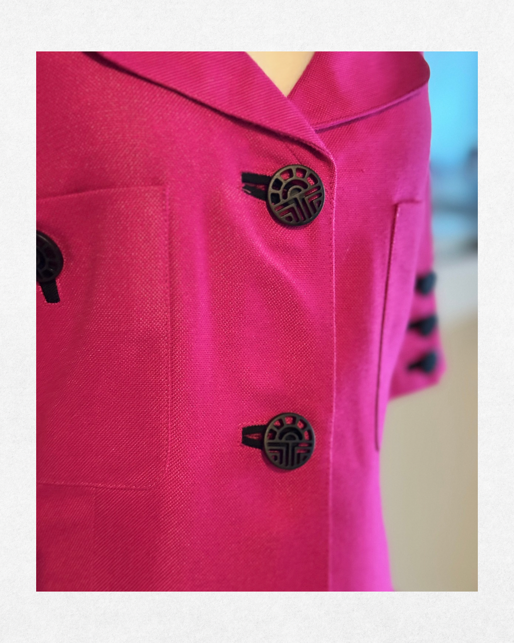 1980s Louis Féraud Magenta Dress Size FR 36/US 4