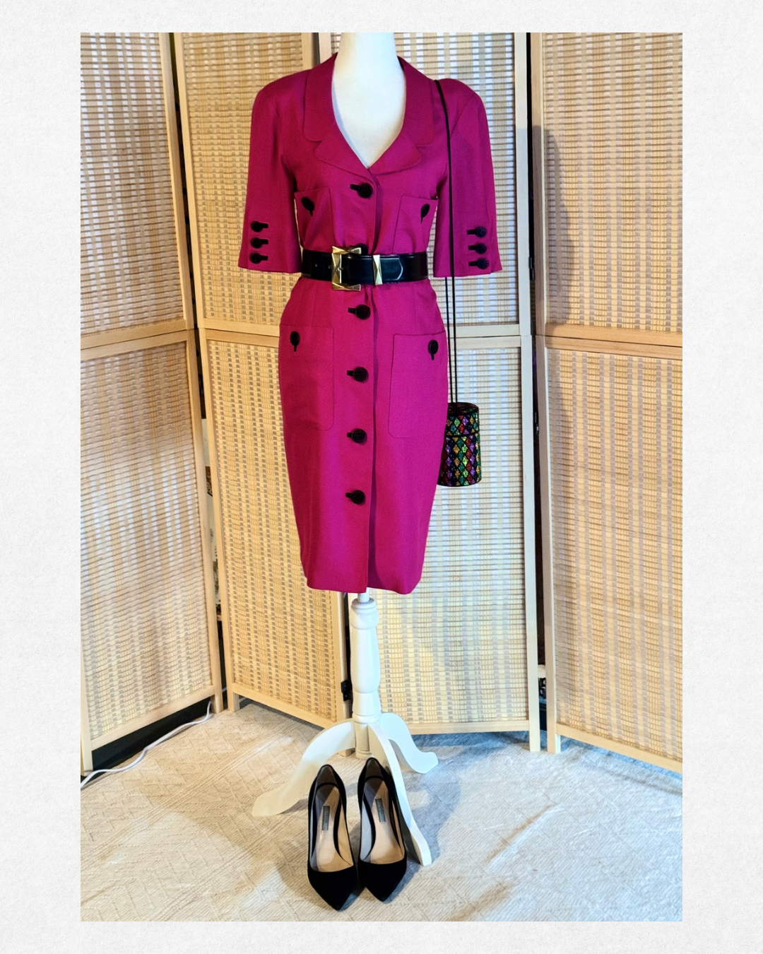 1980s Louis Féraud Magenta Dress Size FR 36/US 4