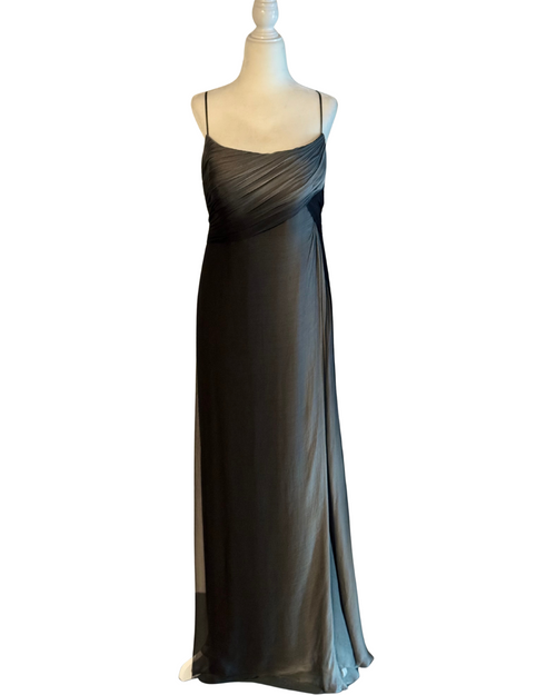 1980's Bob Mackie Grey & Black Bustier Top Chiffon Gown Size 4-6