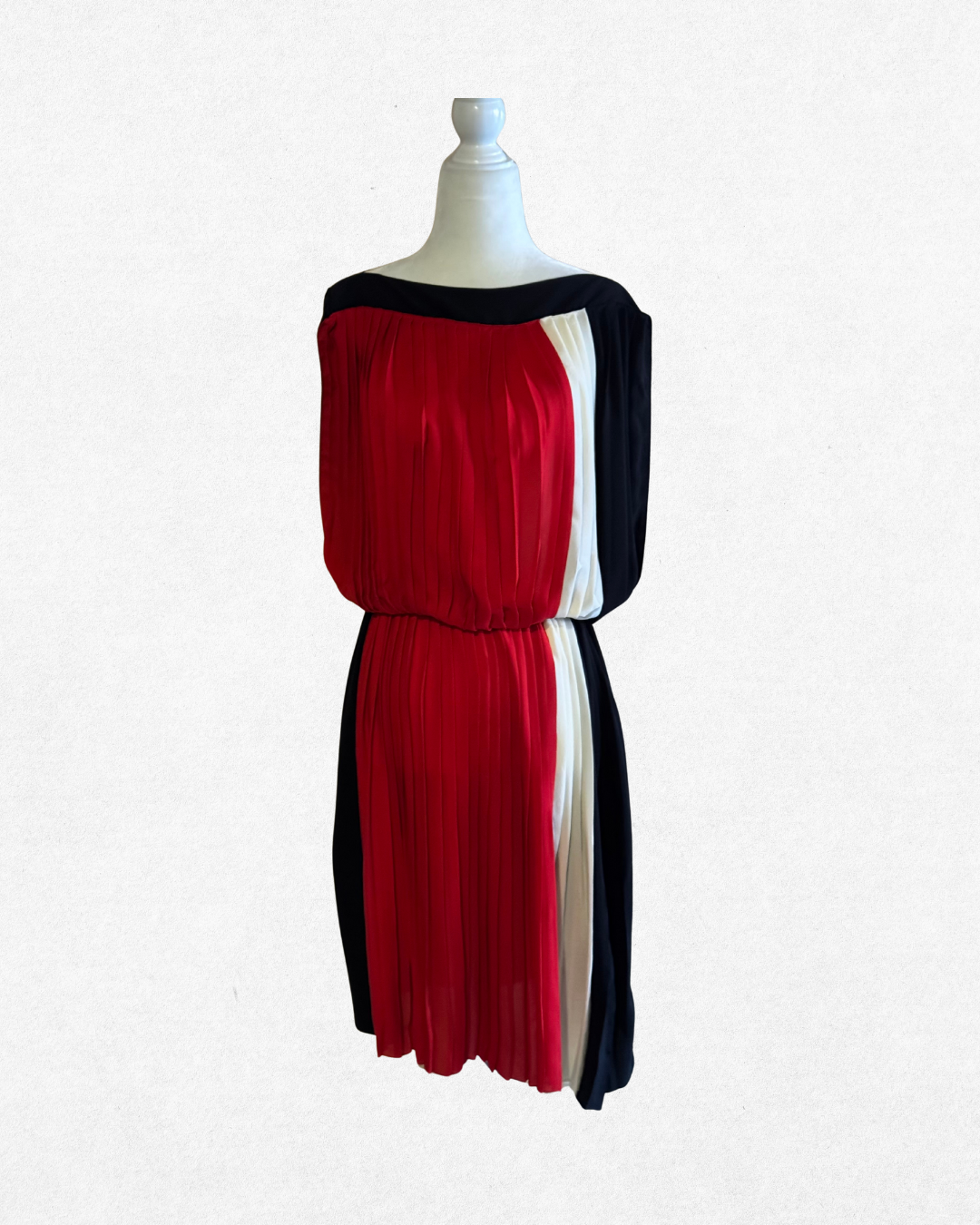 Vionnet Silk Pleated Colorblock Dress Size 8