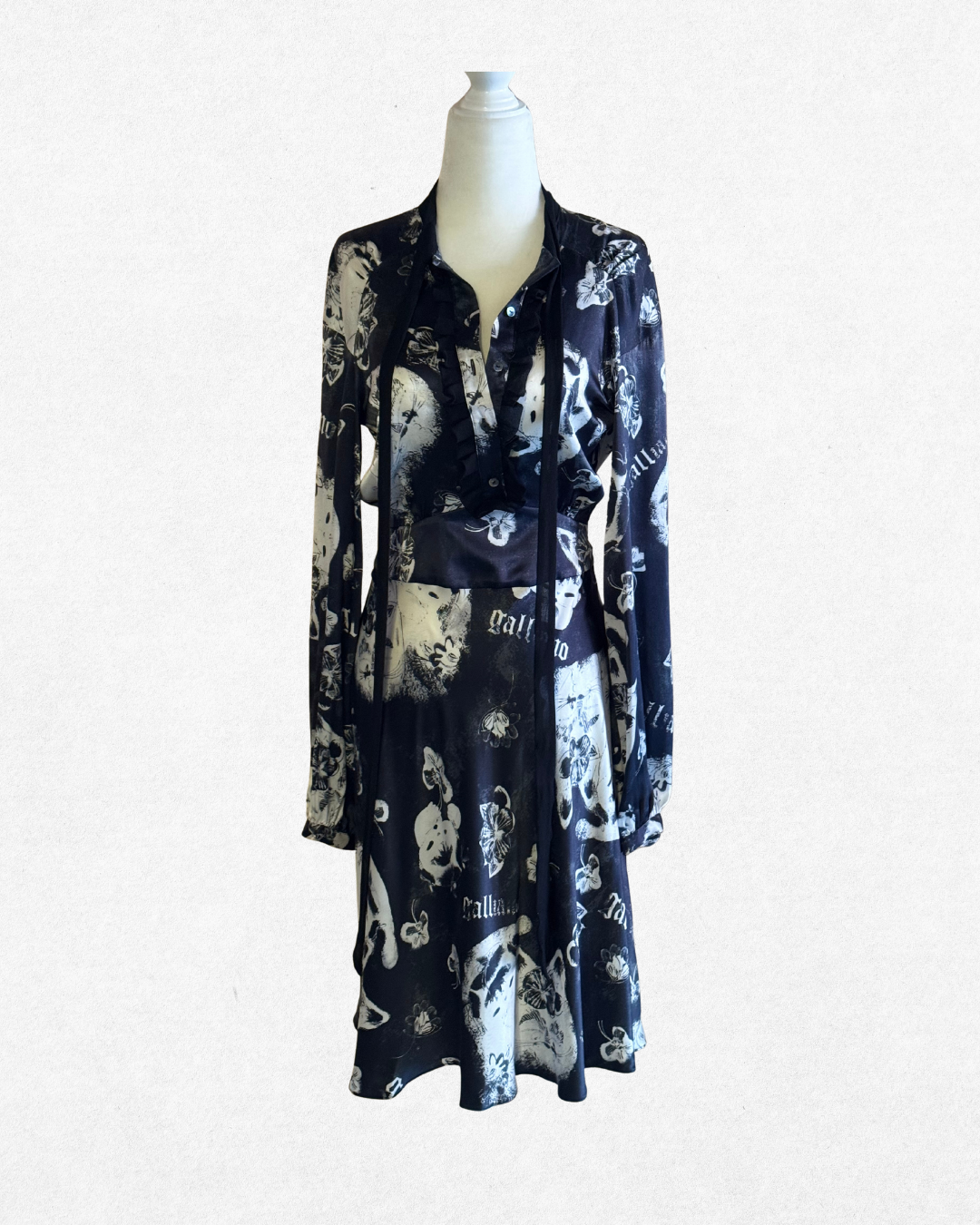 Galliano by John Galliano Abstract Print Silk Dress – 2015 Size 40