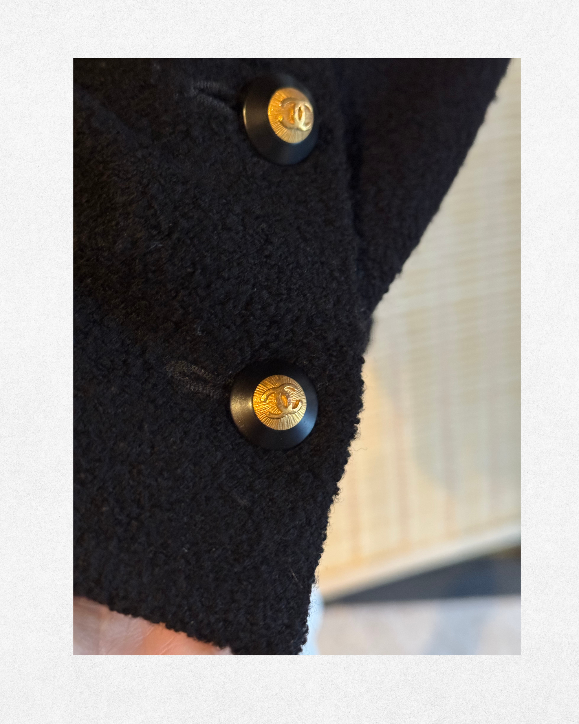Chanel Autumn/Winter 1993A Black Wool Bouclé Skirt Size FR 40