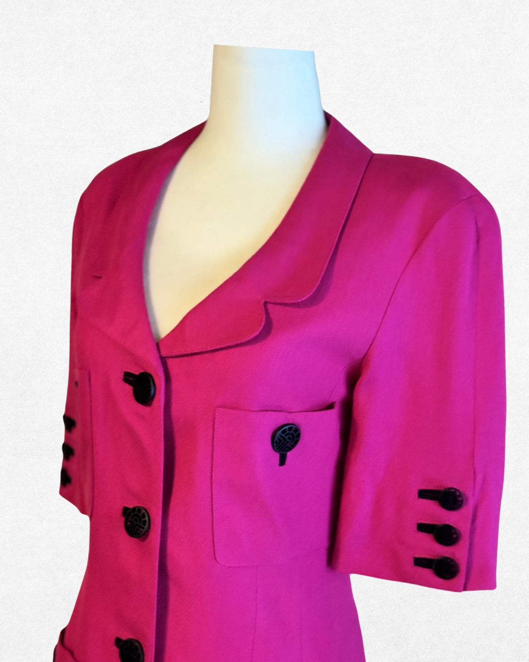 1980s Louis Féraud Magenta Dress Size FR 36/US 4