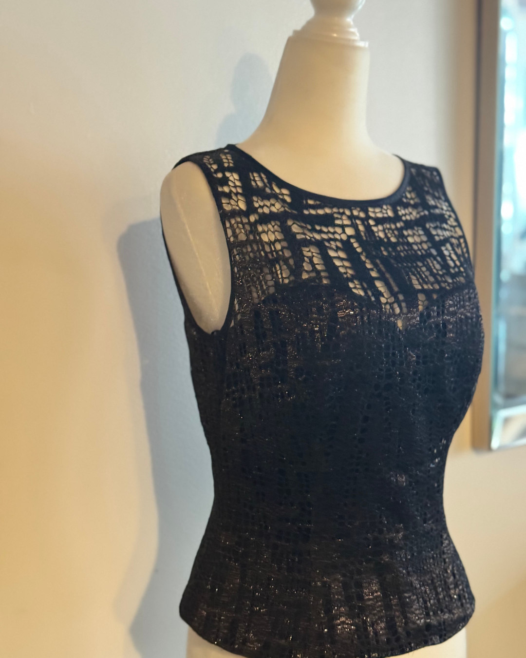 Vintage Escada Black Metallic Corset Top size 6