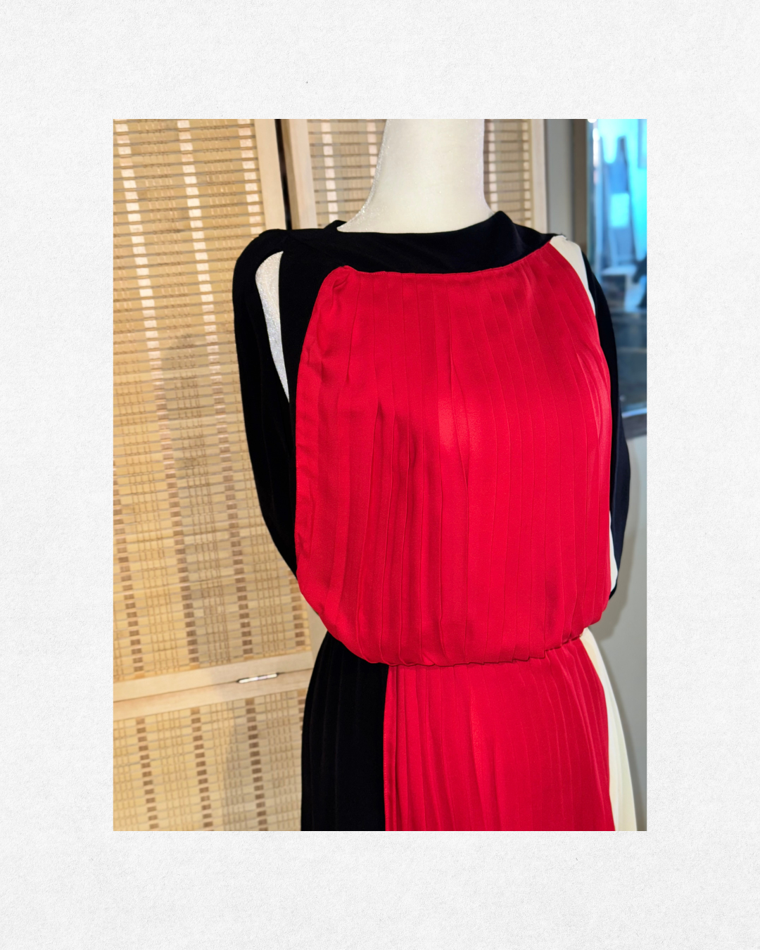 Vionnet Silk Pleated Colorblock Dress Size 8