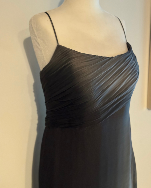1980's Bob Mackie Grey & Black Bustier Top Chiffon Gown Size 4-6