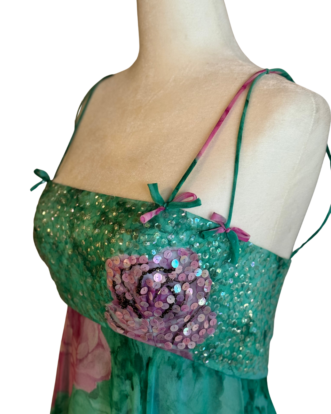 ONE OF A KIND! Mr. Blackwell Custom Pink and Green Embellished Gown size 2-4