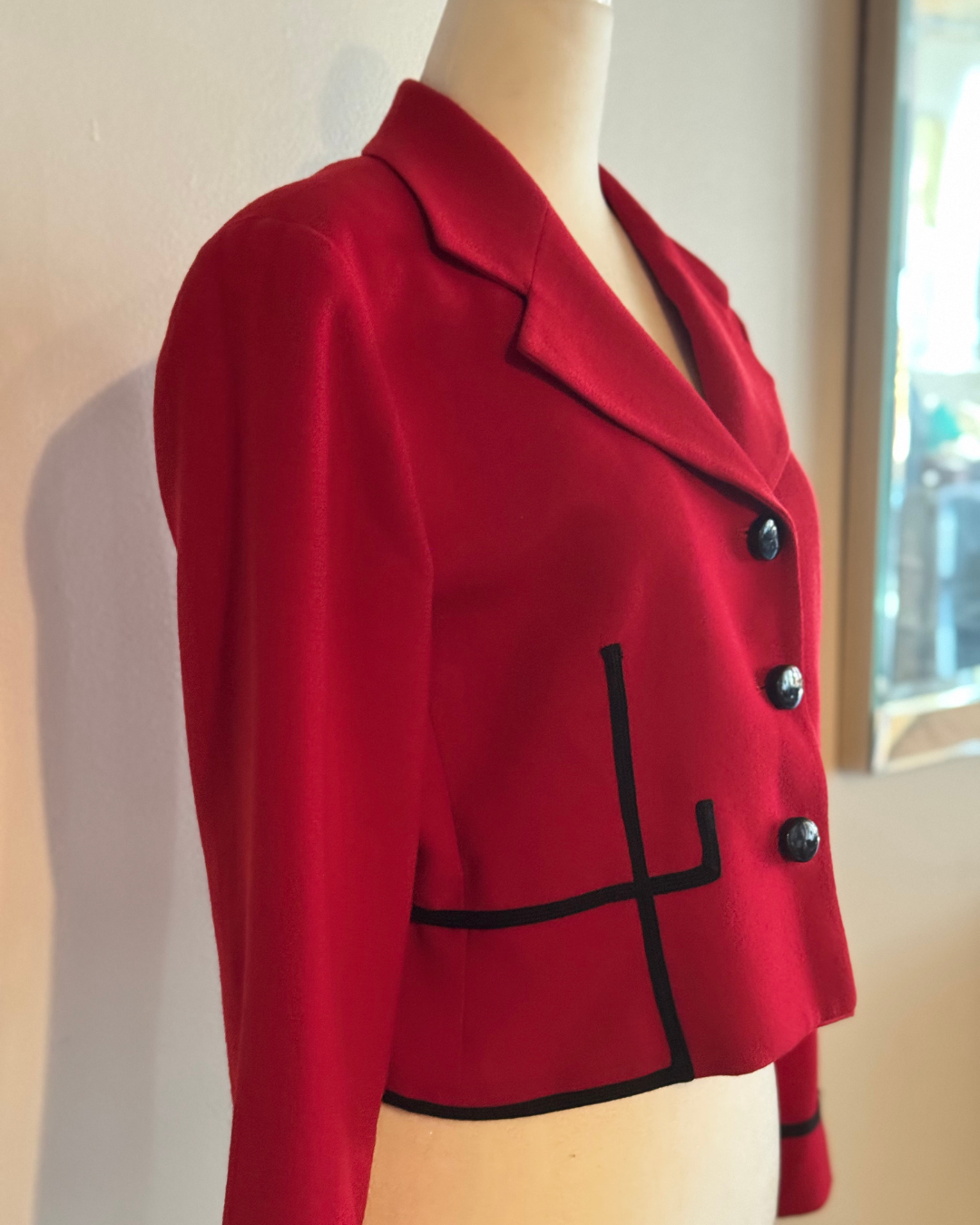 1980’s Red Christian Dior Cropped Wool Blazer Size 6