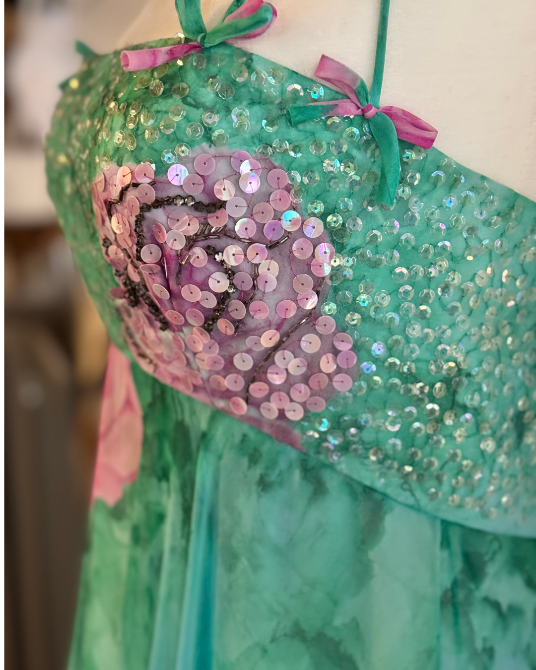 ONE OF A KIND! Mr. Blackwell Custom Pink and Green Embellished Gown size 2-4