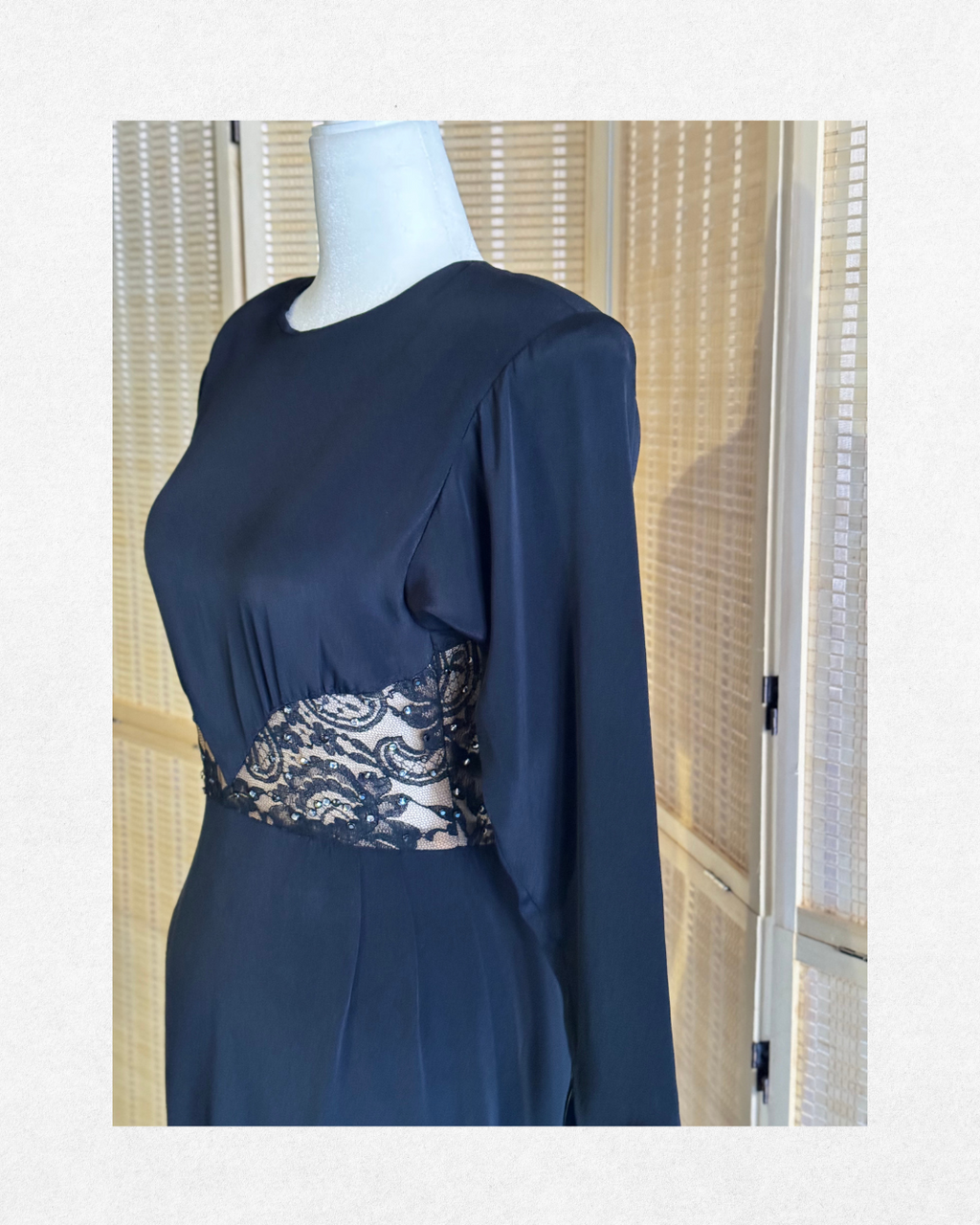 1980's Bob Mackie Black Cut-Out Rhinestone Illusion Gown Size 0-2