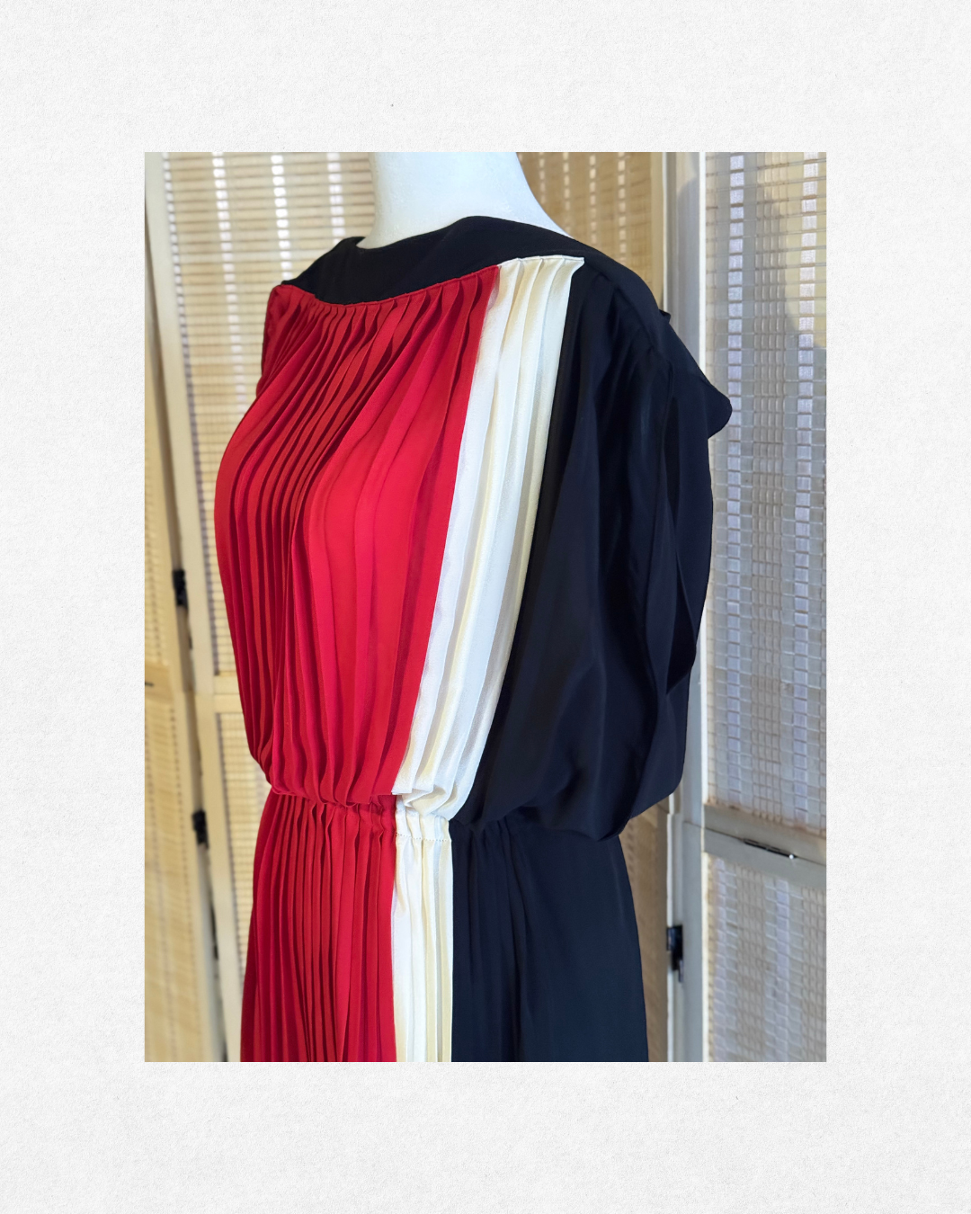 Vionnet Silk Pleated Colorblock Dress Size 8