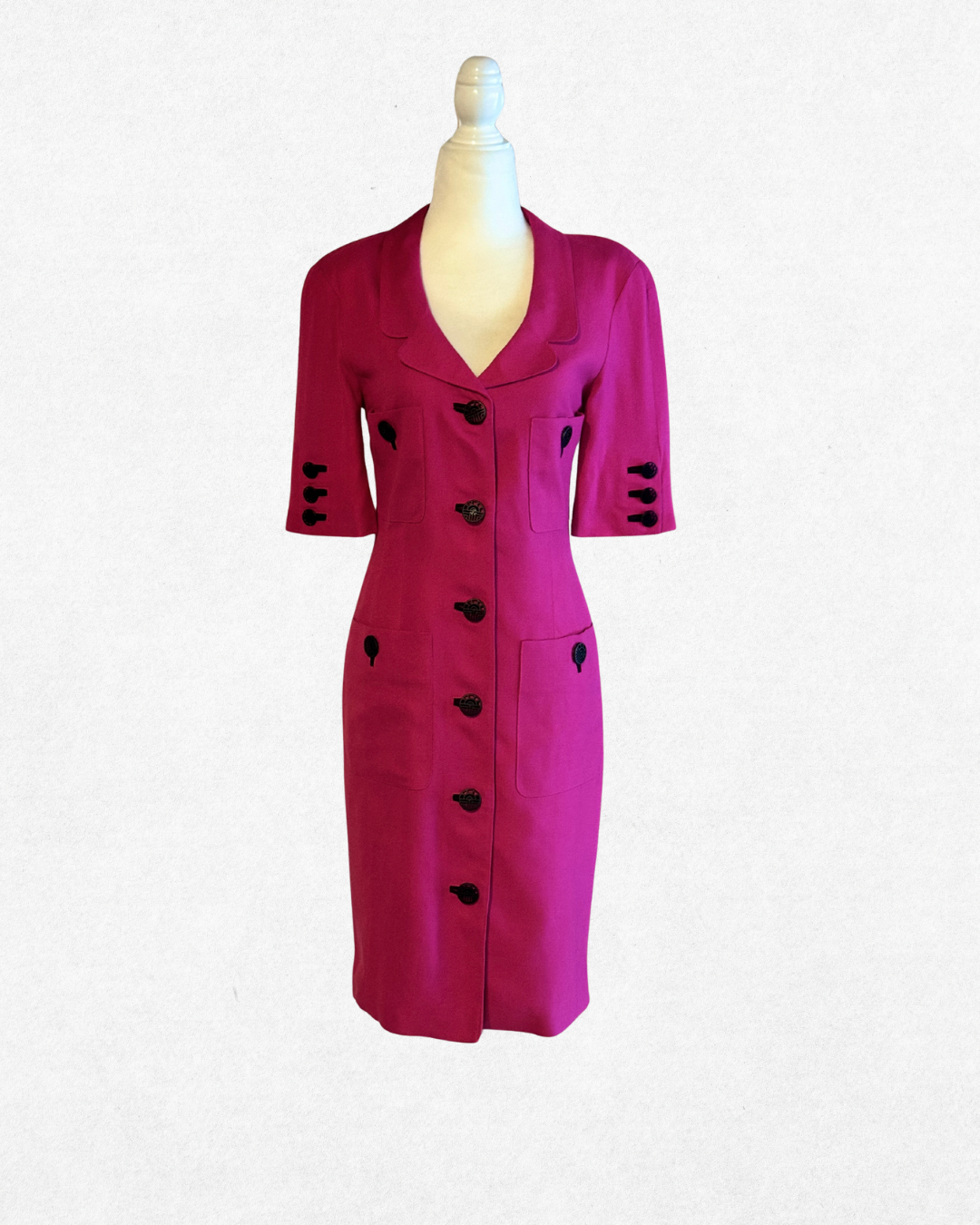 1980s Louis Féraud Magenta Dress Size FR 36/US 4