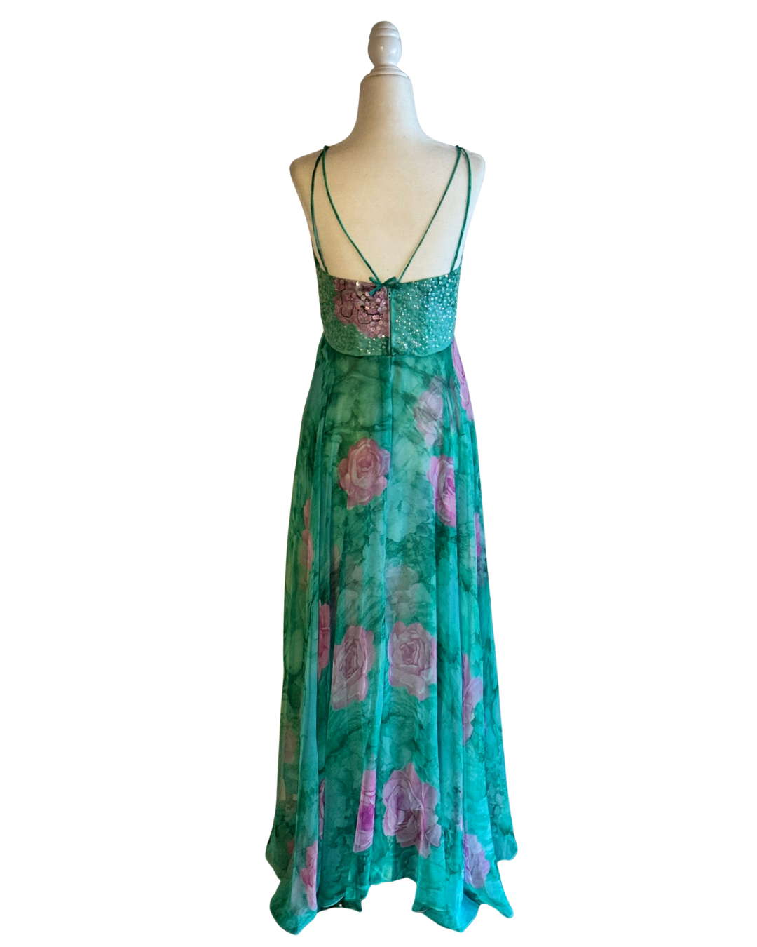 ONE OF A KIND! Mr. Blackwell Custom Pink and Green Embellished Gown size 2-4