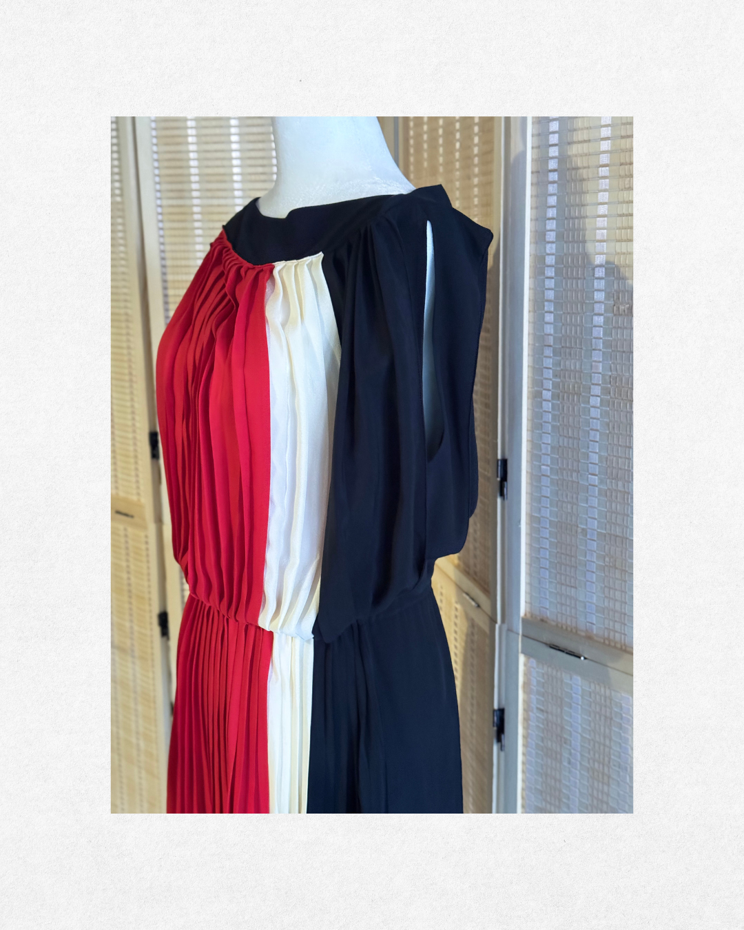 Vionnet Silk Pleated Colorblock Dress Size 8