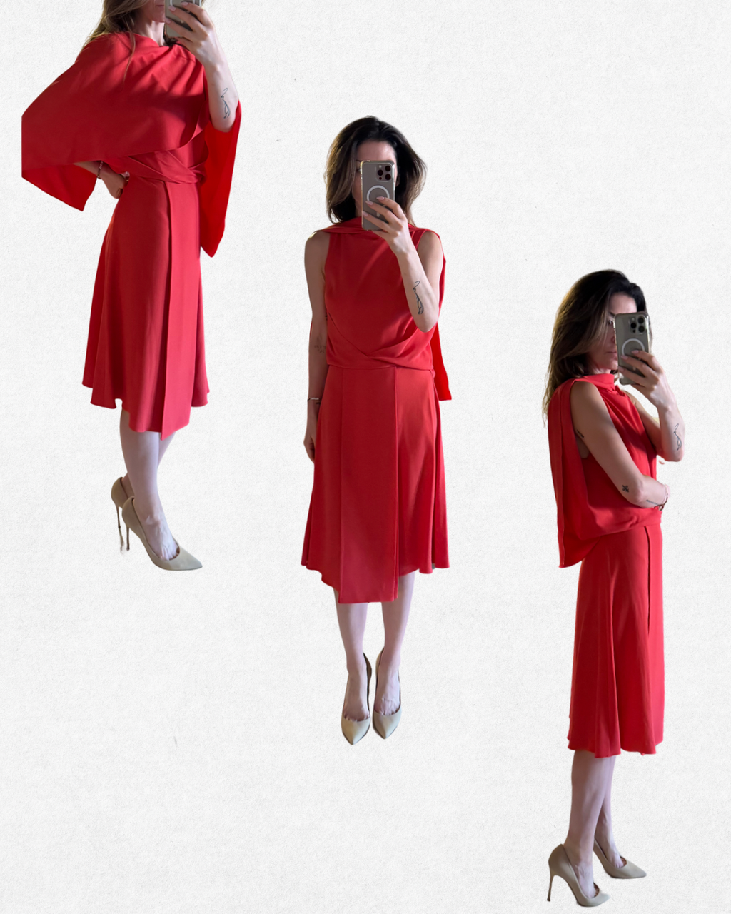 NWT Vionnet Vermilion Red Crepe Overlay Dress size IT 42/US 6-8