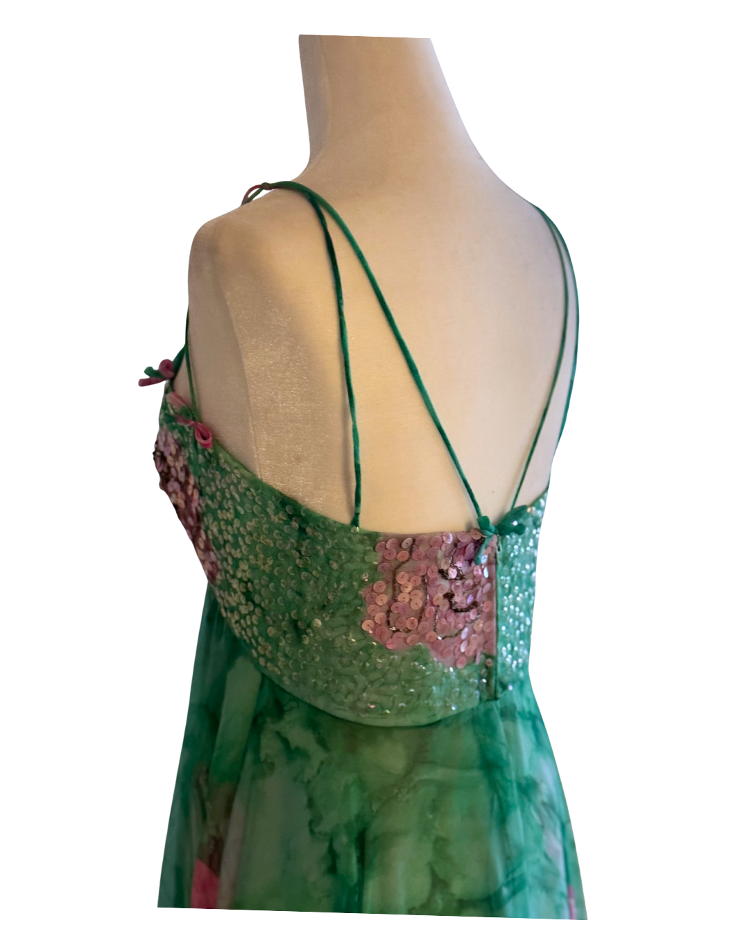 ONE OF A KIND! Mr. Blackwell Custom Pink and Green Embellished Gown size 2-4