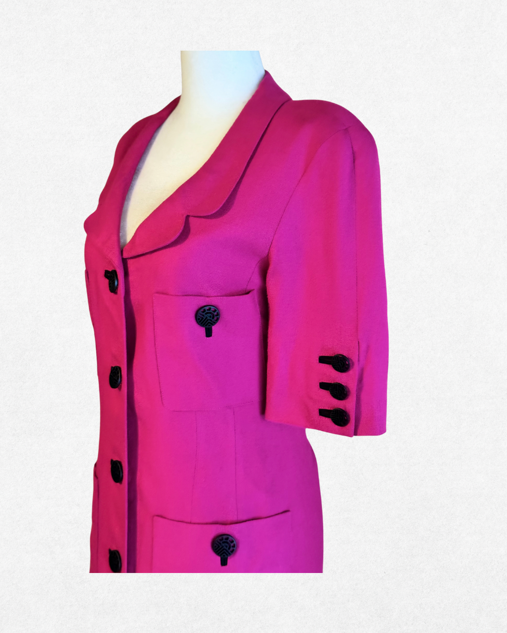 1980s Louis Féraud Magenta Dress Size FR 36/US 4