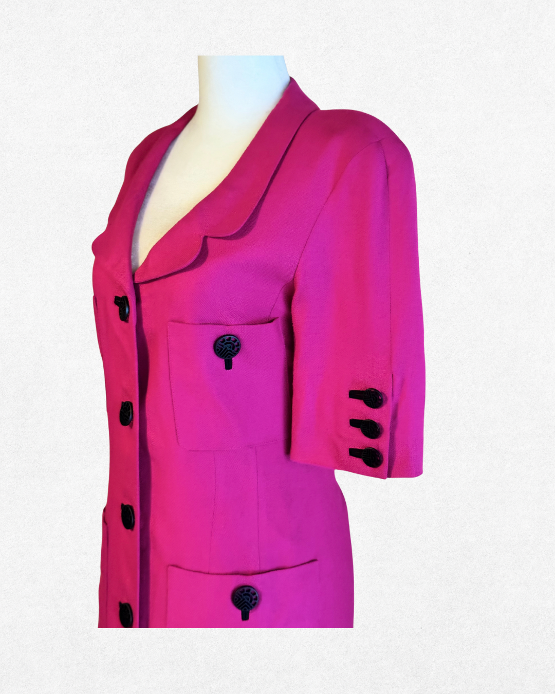 1980s Louis Féraud Magenta Dress Size FR 36/US 4