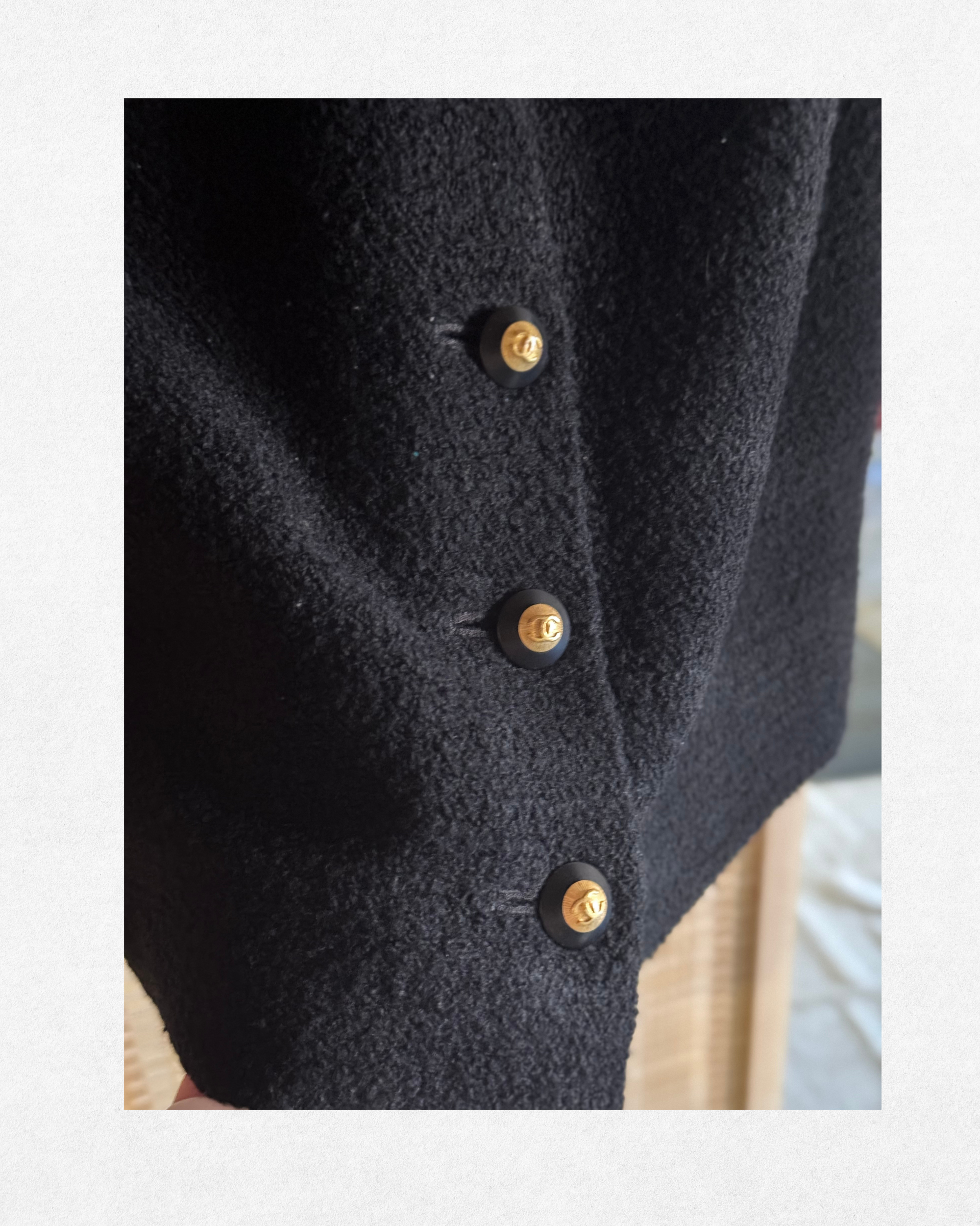 Chanel Autumn/Winter 1993A Black Wool Bouclé Skirt Size FR 40