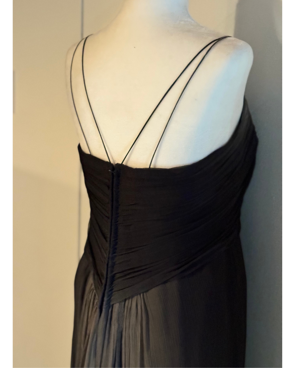 1980's Bob Mackie Grey & Black Bustier Top Chiffon Gown Size 4-6