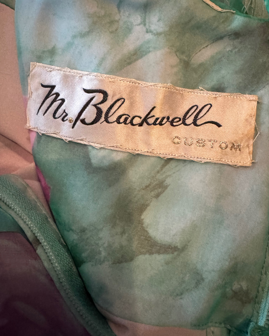 ONE OF A KIND! Mr. Blackwell Custom Pink and Green Embellished Gown size 2-4