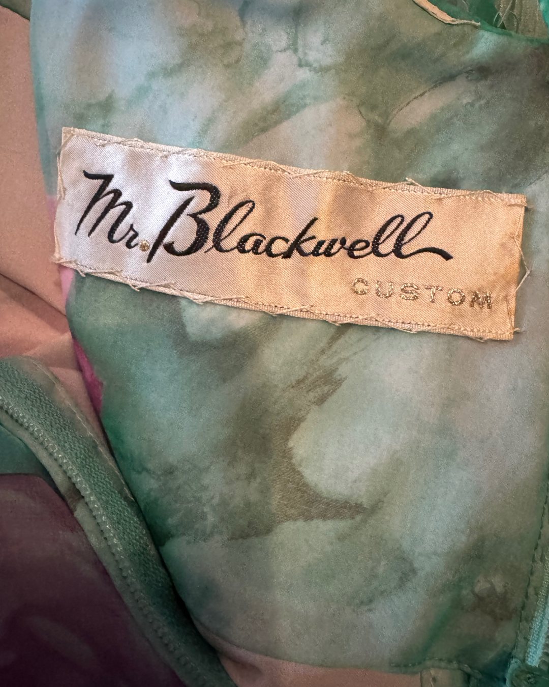 ONE OF A KIND! Mr. Blackwell Custom Pink and Green Embellished Gown size 2-4