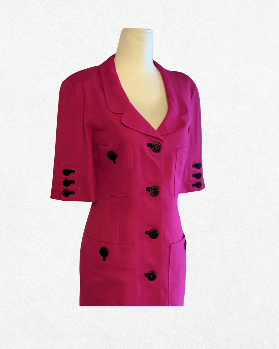 1980s Louis Féraud Magenta Dress Size FR 36/US 4
