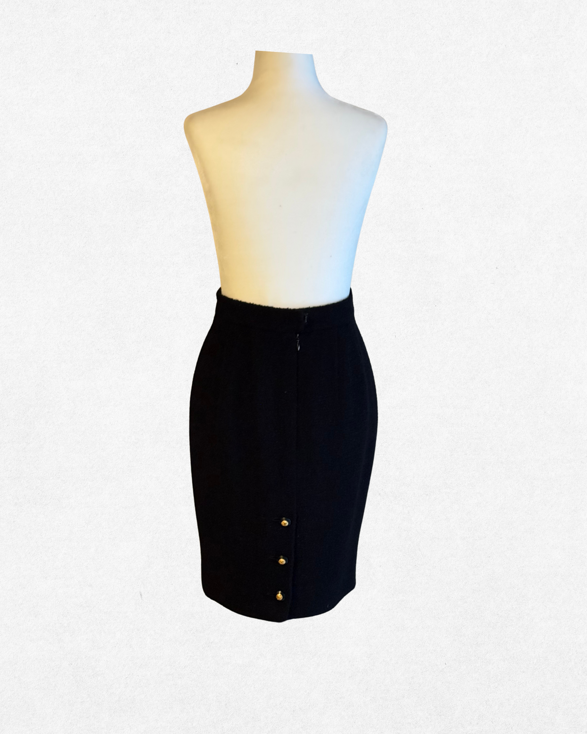 Chanel Autumn/Winter 1993A Black Wool Bouclé Skirt Size FR 40