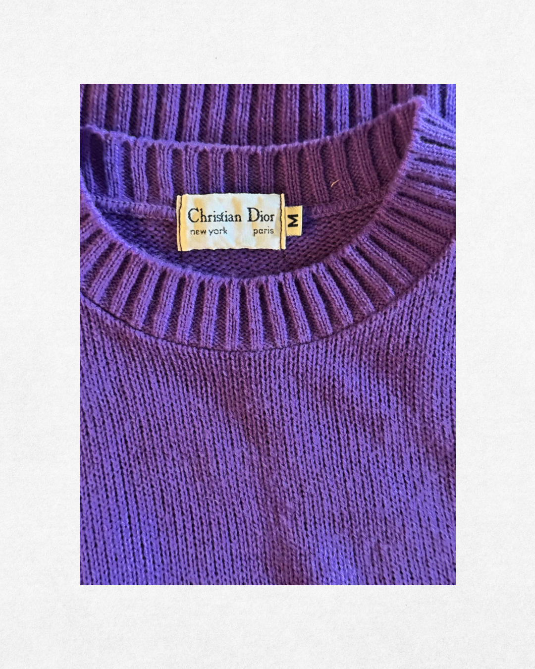 1980s Vintage Christian Dior Purple Knit Sweater Size M