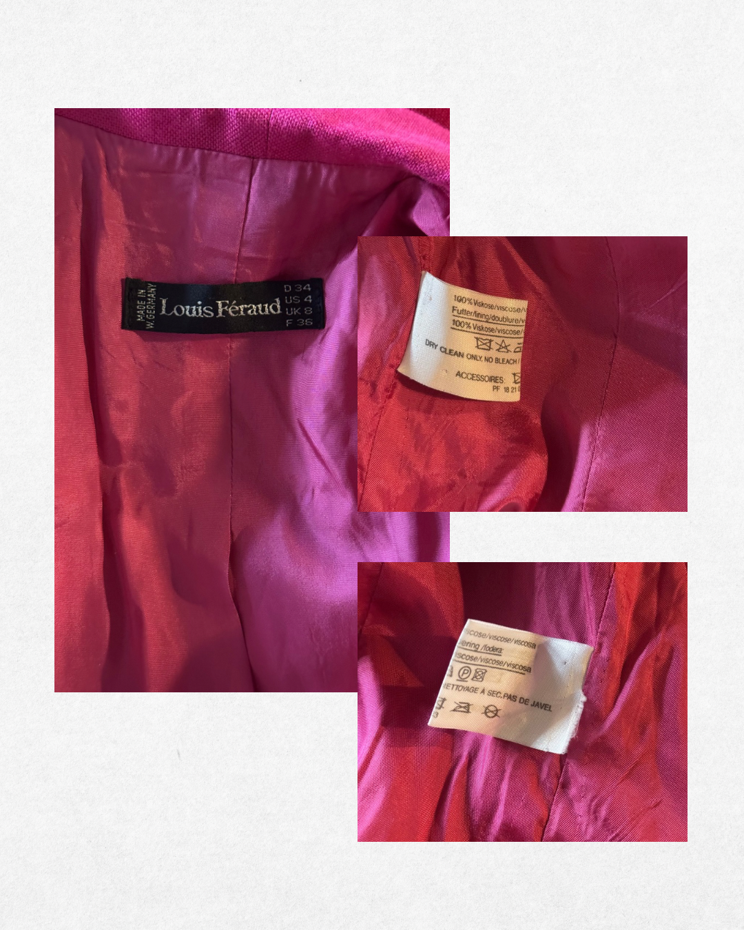 1980s Louis Féraud Magenta Dress Size FR 36/US 4