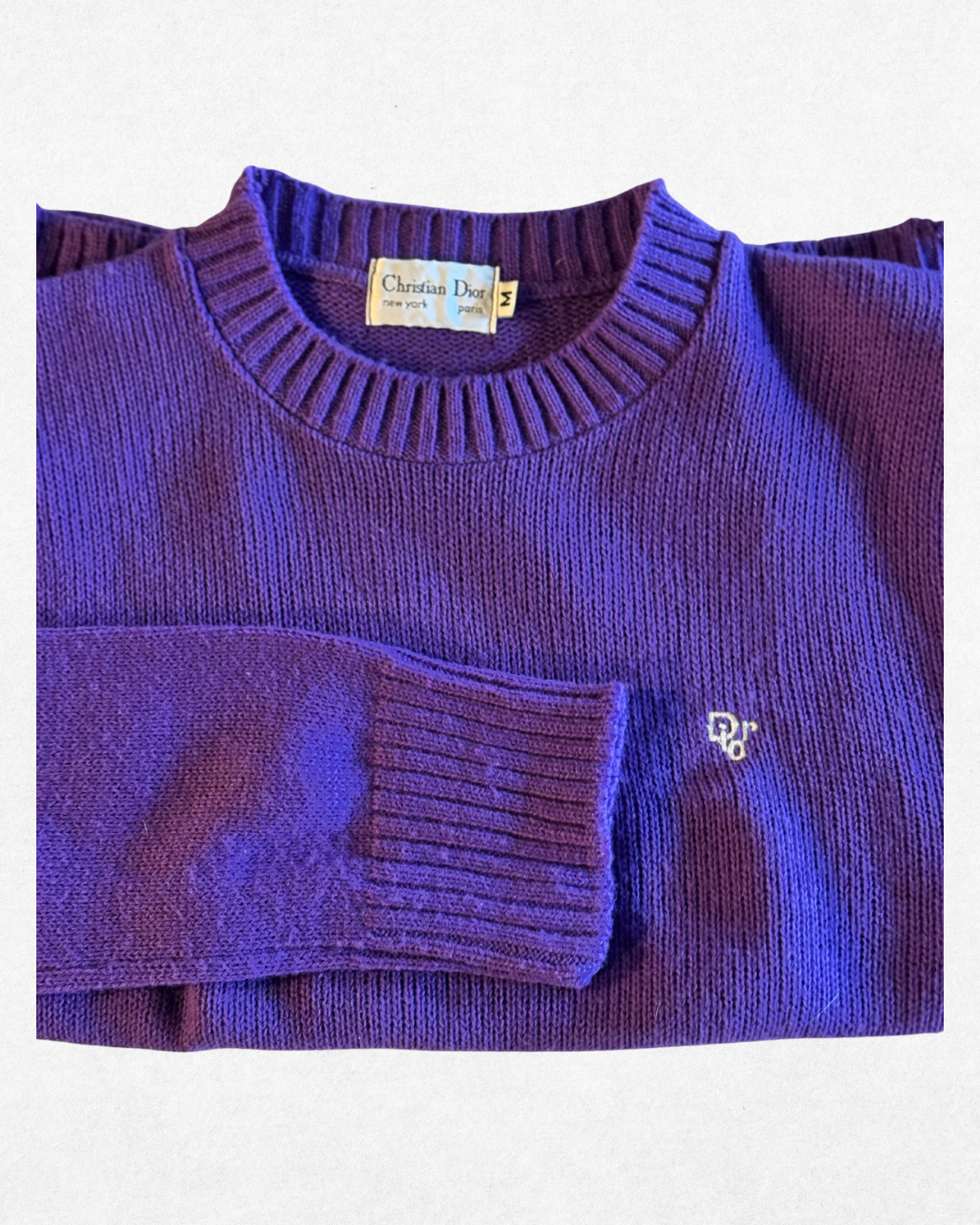 1980s Vintage Christian Dior Purple Knit Sweater Size M
