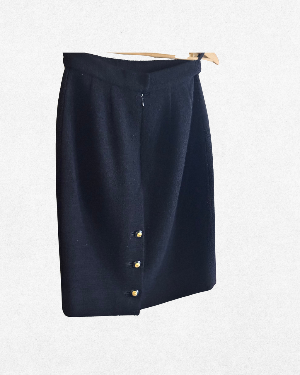 Chanel Autumn/Winter 1993A Black Wool Bouclé Skirt Size FR 40