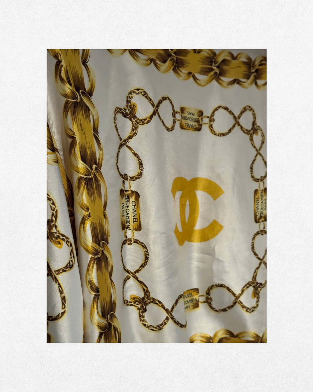 1980’s Vintage Chanel Chain-Print Satin Bomber Jacket