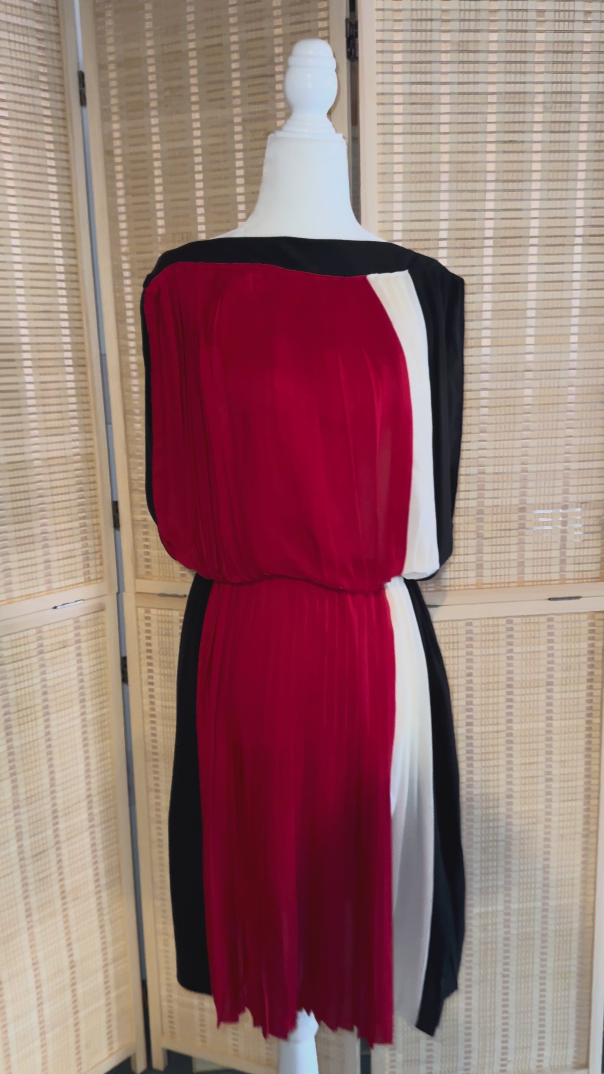 Vionnet Silk Pleated Colorblock Dress Size 8