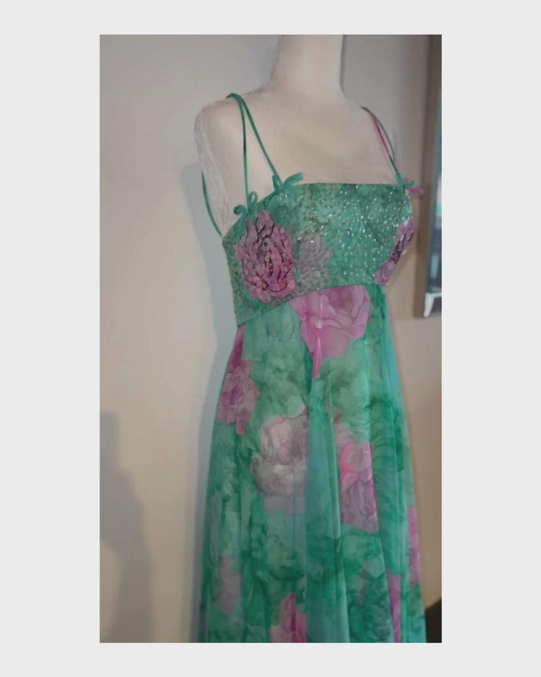 ONE OF A KIND! Mr. Blackwell Custom Pink and Green Embellished Gown size 2-4