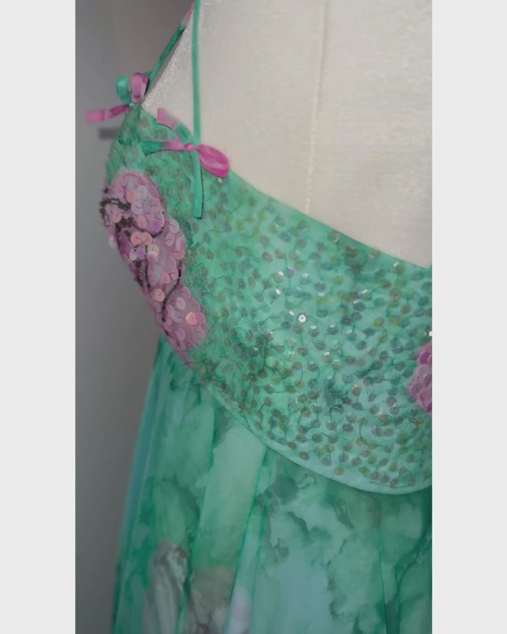 ONE OF A KIND! Mr. Blackwell Custom Pink and Green Embellished Gown size 2-4