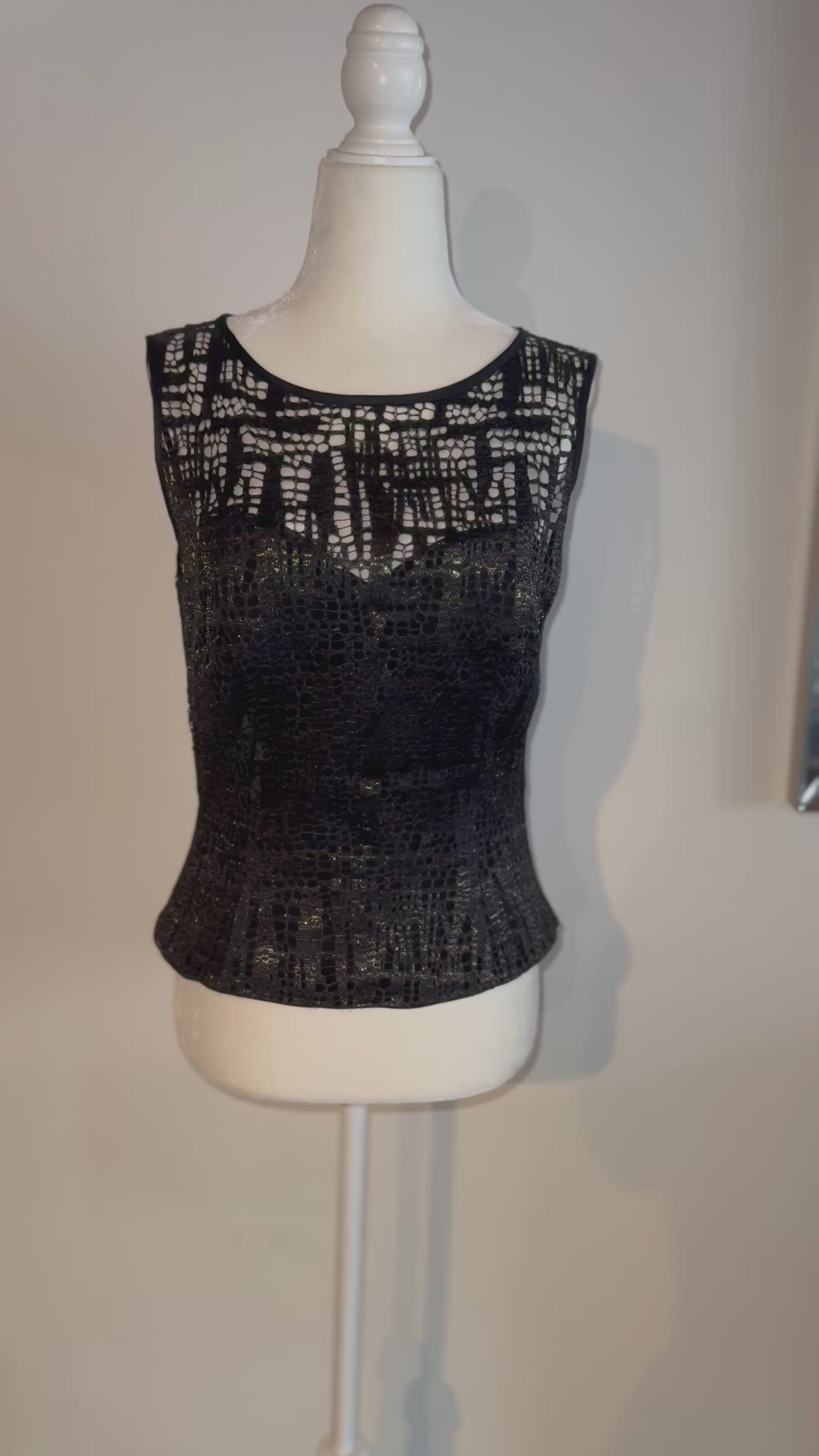 Vintage Escada Black Metallic Corset Top size 6