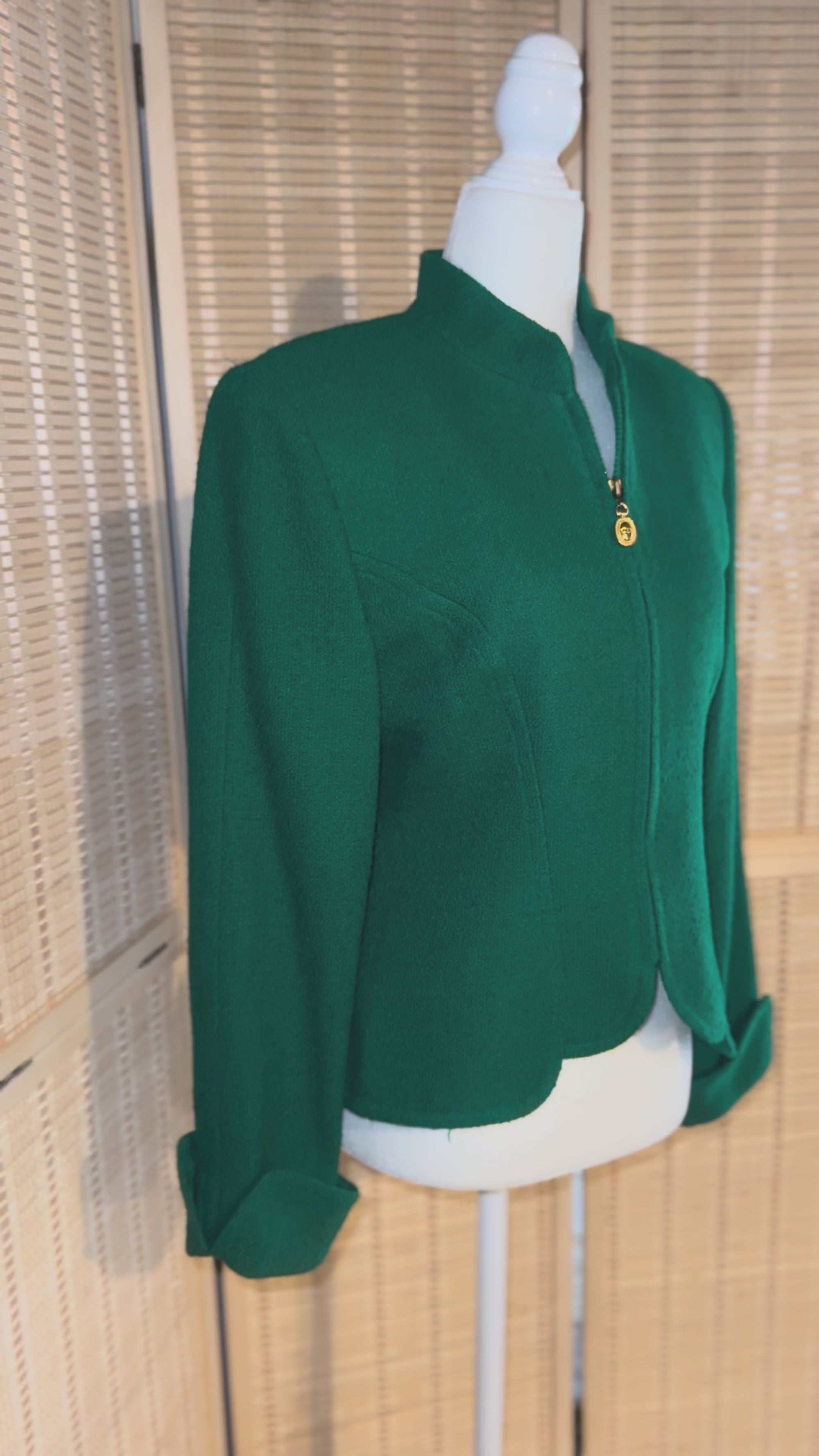Christian Dior Miss Emerald Wool Sculpted Jacket – Early 90s Size 4-6