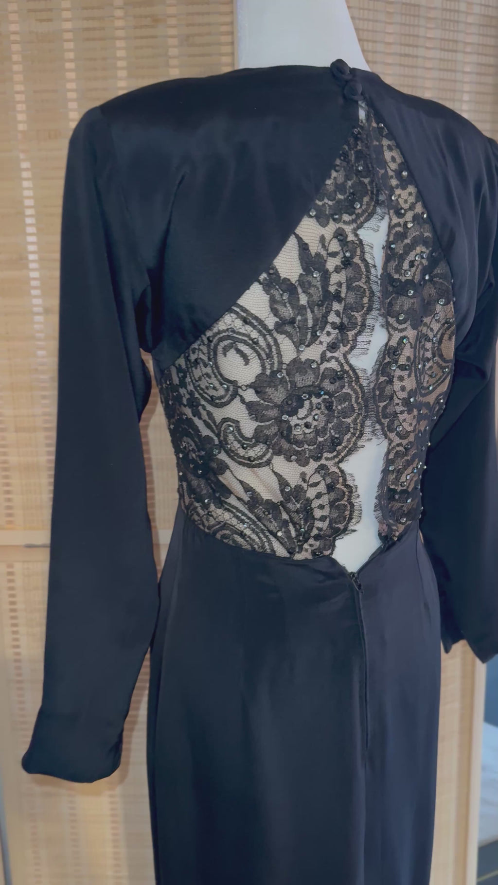 1980's Bob Mackie Black Cut-Out Rhinestone Illusion Gown Size 0-2