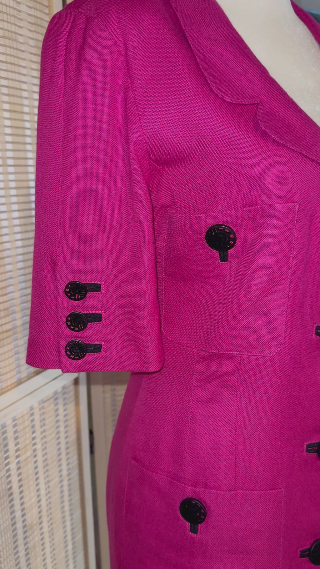 1980s Louis Féraud Magenta Dress Size FR 36/US 4