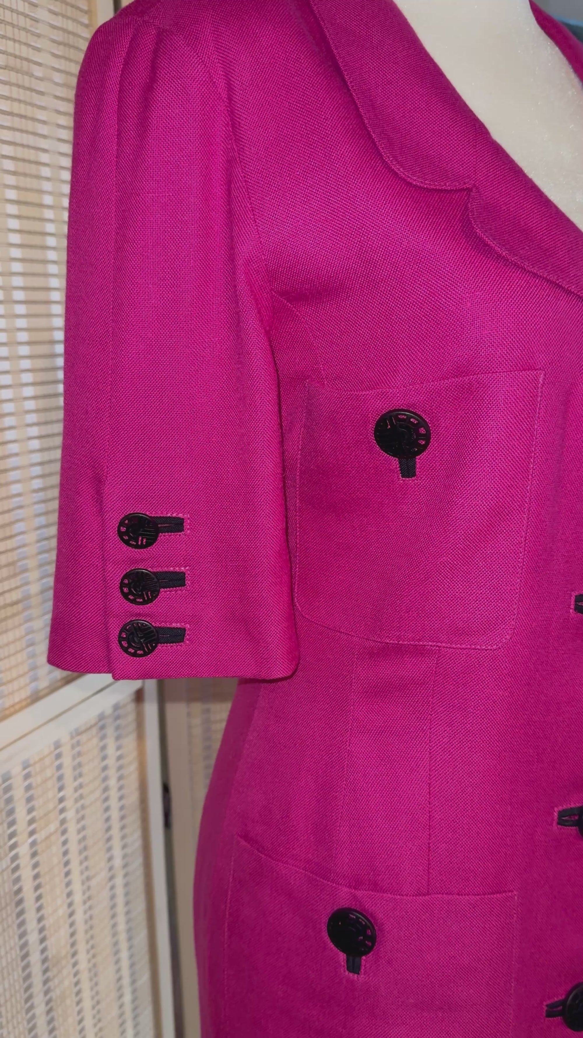 1980s Louis Féraud Magenta Dress Size FR 36/US 4