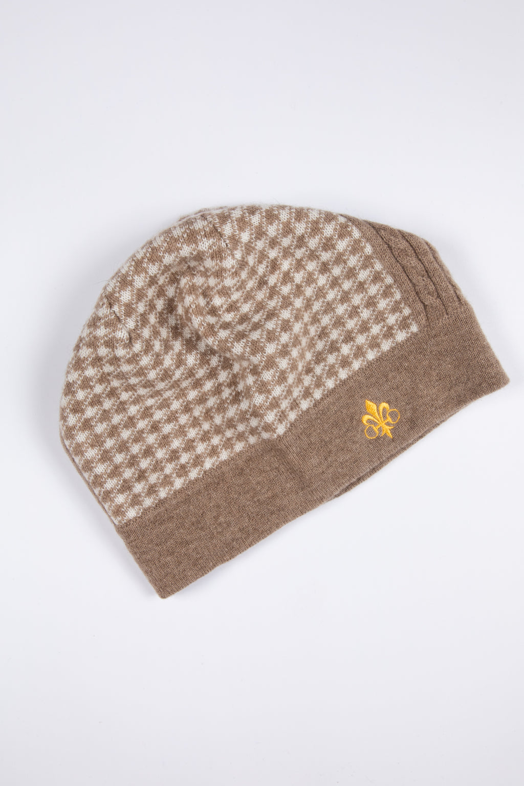 The Clara Cashmere Houndstooth Beanie