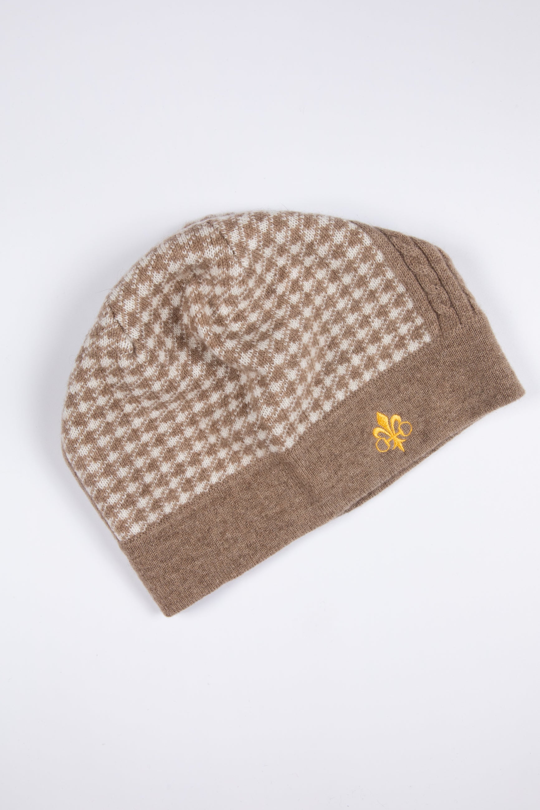 The Clara Cashmere Houndstooth Beanie