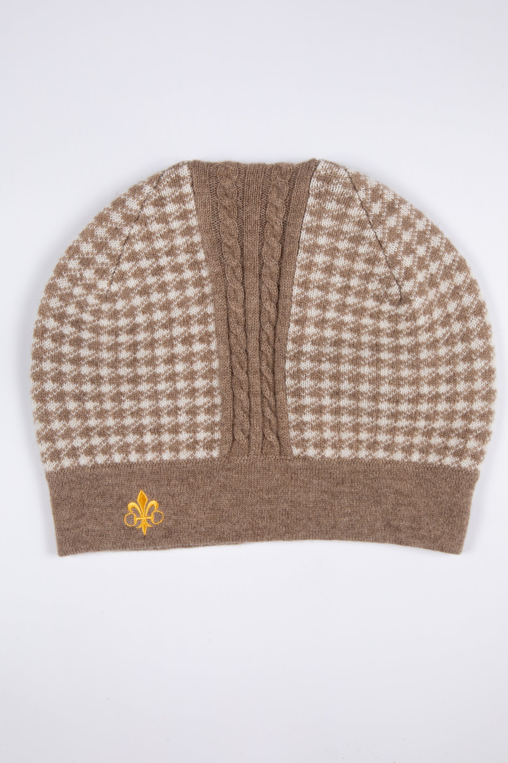 The Clara Cashmere Houndstooth Beanie